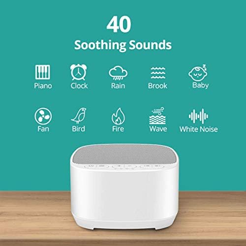 Magicteam Sleep Sound White Noise Machine with 40 Natural Soothing Sounds and Memory Function 32 Levels of Volume Powered by AC or USB and Sleep Timer Sound Therapy for Baby Kids Adults (B-White) - Image 2