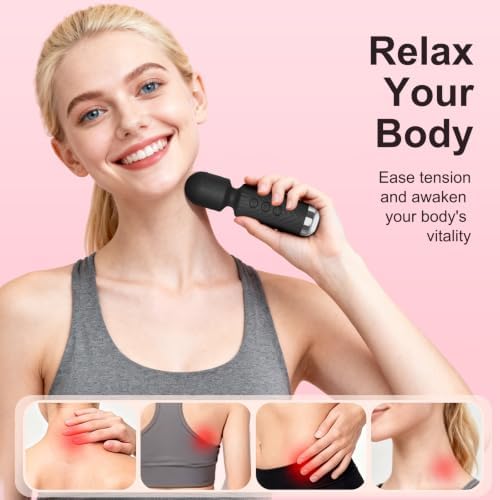 Upgraded Handheld Rose Black Mini Massager Tool for Muscle Relax, 20 Modes - Image 3