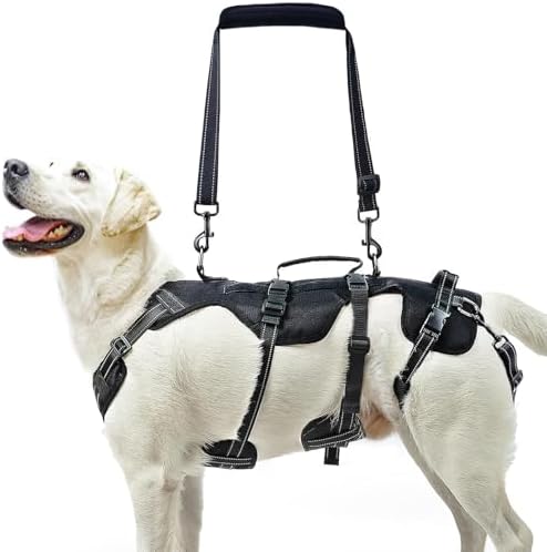 PUPTECK Dog Lift Harness for Medium Large Sized Dog, Rehabilitation Sling for Hind Leg Support, Multifunctional Mobility Assistance Harness for Old, Disabled, Joint Injuries, Paralysis Dog, Black XL by PUPTECK
