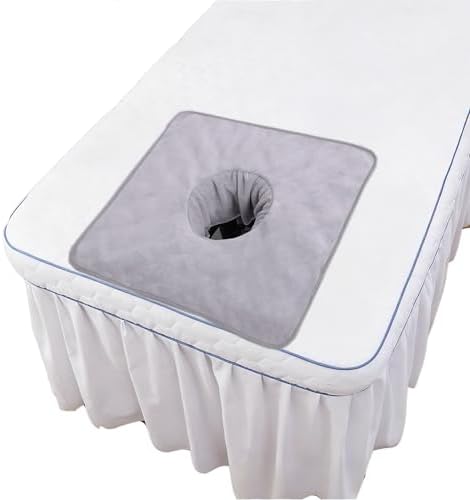 Massage Table Cover Towel with Face Cradle Hole, Premium Fitted Sheet with Locked Edges (Light Gray Square) - Image 7