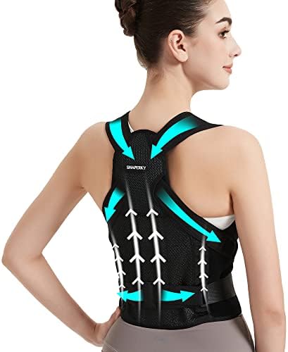 SHAPERKY Posture Corrector for Women for Support: Back Brace for Full Back Support - Adjustable Shoulder Straightener for Women and Men (Black, Small) by SHAPERKY
