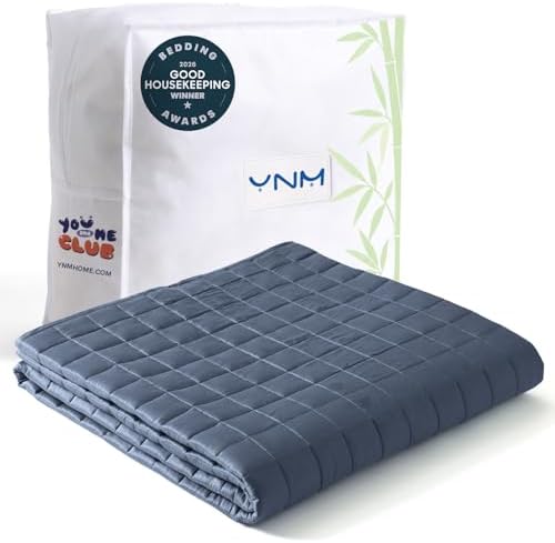 YnM King Size Cooling Weighted Blanket for Adults (88x104 Inches, 20 Pounds, Blue Grey), Perfect for Hot Sleepers with Cooling Rayon/Glass Beads, Heavy Bed Blanket for Couple on Queen or King Bed by YNM
