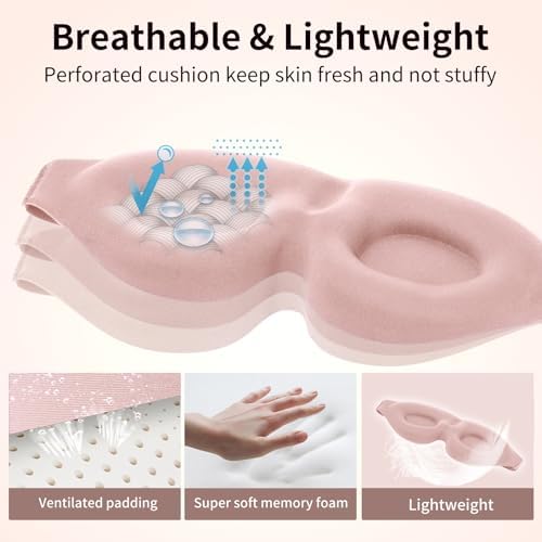 NEWVANGA Sleep Mask for Back and Side Sleeper, Travel Eye Cover, Pink - Image 6