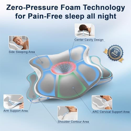 Sleep Apnea Pillow with Neck Pain & Snoring Relief -Orthopedic Cervical Pillow,Ergonomic Contour Memory Foam Pillow for Side, Back,Stomach,Dreamers,Medium Firm (Grey, Queen Size) - Image 6