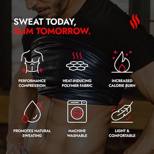 Sweat Shaper Men's Sauna Suit Shirt Athletic Tee, Short Sleeve Compression T-Shirt, Performance Baselayer Workout Shirt - Image 6