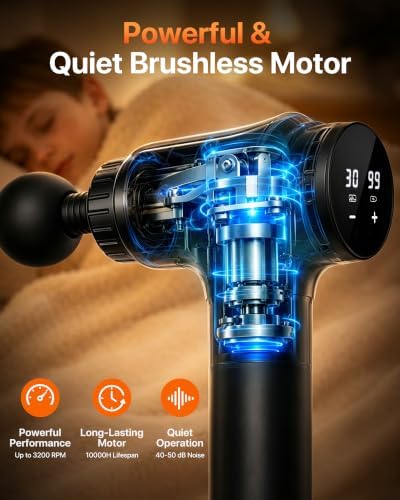 Massage Gun, 30 Speeds, 6 Heads, Quiet Deep Tissue Muscle Massager - Image 3