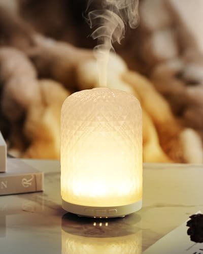Essential Oil Diffuser - 2.4 MHz Ultrasonic Glass Diffuser with Pulse/Continuous Mist & 3 Night Light Modes, Waterless Auto-Off, Silent Aromatherapy Diffuser for Home, Office, Gifting & Home Decor by ONABOVIVA