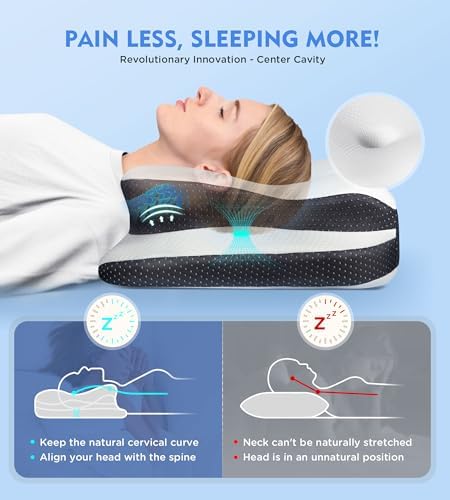 Osteo Sustained Cervical Health Neck Pillow, Contour Zoned Design Ergonomic Pillow for Pain Relief, No-Temperature Affected Memory Foam Pillows, Cooling Pillow Support Side, Back, Stomach Sleeper - Image 2