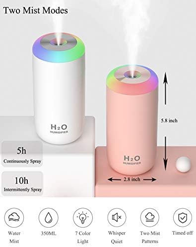 Baby Humidifier, 350ml Small Humidifier for bedroom, desk, travel, plants (White) - Image 3