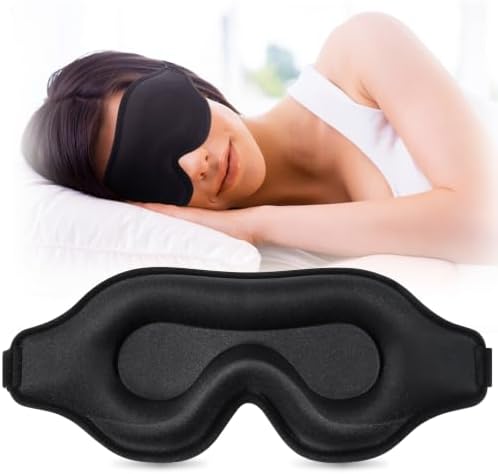 Sleep Mask for Men and Women, 3D Blackout Eye Mask for Side Sleepers, Black by AlbatrossHealthNewEngland