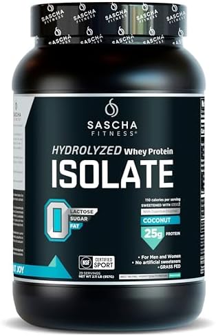 SASCHA FITNESS Hydrolyzed Whey Protein Isolate,100% Grass-Fed (2 Pounds, Coconut) by SASCHAFITNESS