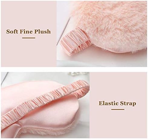 Faux Fur Eye Mask 2PCS Soft Plush Sleeping Blindfold, Coral Pink - Image 3