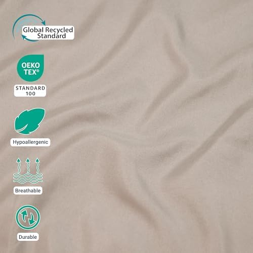 ZPECC Queen Flat Sheet Only 1 Pack, Durable Beige Top Bed Sheets Hypoallergenic Soft Brushed Microfiber Color-Coded Label, 90"x102" - Image 2