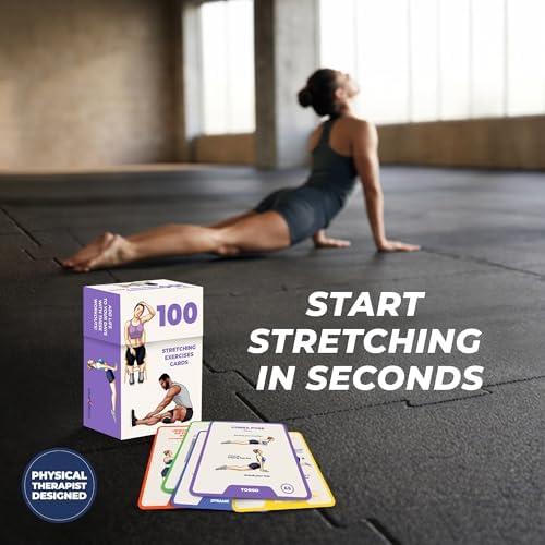 Stretching Exercise Cards – 100 Illustrated Flexibility and Mobility Flash Cards Designed by a Physical Therapist with Video Tutorials for Men and Women - Image 6