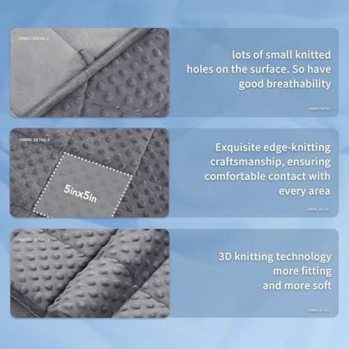 Topcee Weighted Blanket for Adults (15lbs 48"x72"), Minky Dots Heavy Blanket for 140-160lbs Sleeping, Soft, Cozy and Cooling Weighted Throw Blankets, Machine Washable, Grey - Image 6