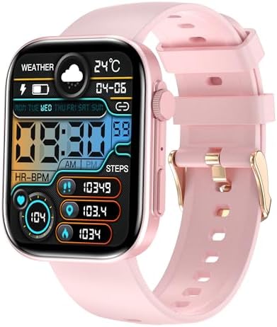 Smart Watches for Women, Make/Answer Calls, 2.01" HD Screen with 260+ Watch Faces, Heart Rate/SpO2/Sleep Monitor, 123 Sports Modes, Long Battery Life Fitness Watch Compatible with iPhone Android, Pink by BRIBEJAT