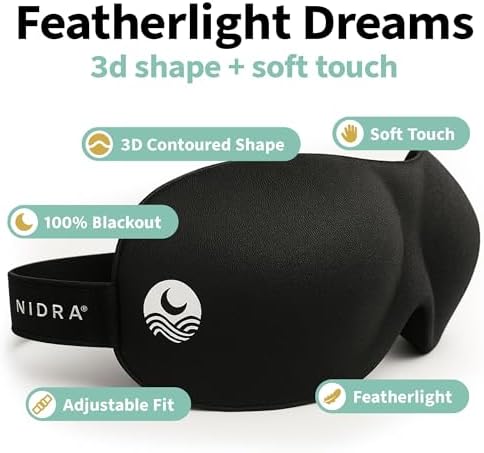 Nidra Contoured Sleep Mask - Black, Standard Size - Image 4