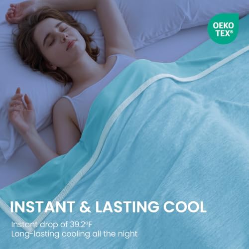 TOPCEE Cooling Blanket(60"x90"Twin Size)for Night Sweats Absorbs Heat to Keep Adults, Children Cool on Warm Nights, Q-Max 0.5 Cooling blankets for Hot Sleepers, Ultra-Cool Lightweight Blanket for Bed | Absorbs Heat Cold Summer Blanket for Night Sweats ... - Image 2