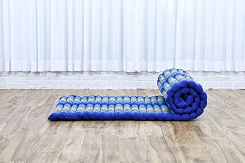 Leewadee - Foldable Floor Mattress - Japanese Roll Up Futon -Trifold Tatami Mat- Guest Floor Bed - Camping Mattress - Thai Massage Mat, Kapok Filled, 75 x 28 inches, Blue - Image 6