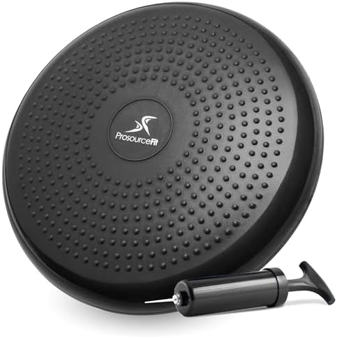ProsourceFit Core Balance Disc, Inflatable Wobble Cushion with Hand Pump, Dual-Textured Non-Slip Surface for Core, Balance, and Stability Training, 14-inch by PROSOURCE