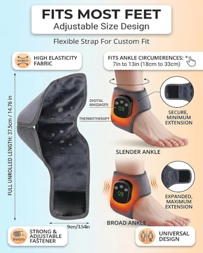 Foot Massager with 5 Heat Levels, Electric Heated Triple Vibration Feet & Ankle Massager for Pain Relief, Portable Heating Foot Massage for Mom & Dad, Valentine’s Day Gift 2026(Grey) - Image 4