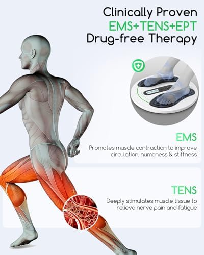 Transcutaneous Electrical Nerve Stimulator for Feet, EMS Foot Massager for Neuropathy NMES Stimulator Circulation and Pain Relief, Electric Foot Massager with 4 TENS Unit Muscle Stimulator Pads - Image 3