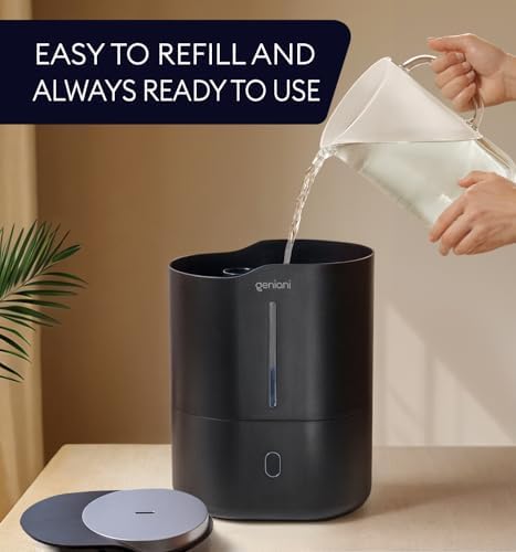GENIANI Ultrasonic Cool Mist Humidifier for Bedroom, Large Rooms, Home, 4L - Easy Fill & Clean Humidifier for Plants w/Auto Shut-off, 40H Runtime - Quiet, Top Fill Air Humidifier & Vaporizer for Baby - Image 2