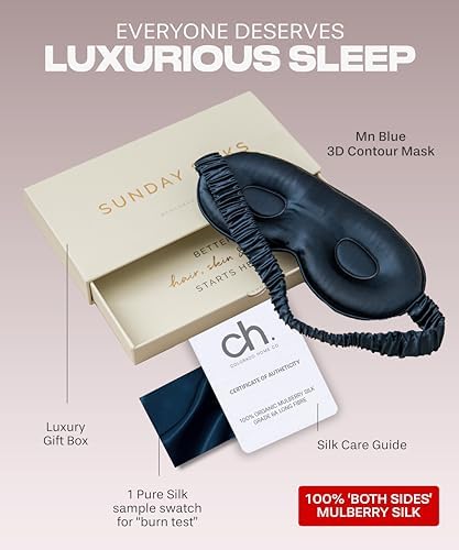 SUNDAYSILKS™ 3D Contoured Silk Sleep Mask | Padded Silk Eye Mask with Eye Cups for Lash Extensions | Blackout, Organic for Women & Men, Perfect for Travel, Slip-Free Deep Sleeping, Antifaz para Dormir - Image 3