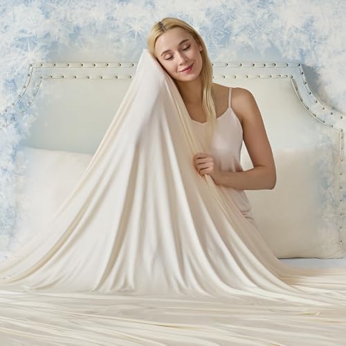 CHOSHOME Cooling Blanket for Hot Sleepers - Summer Blanket Thin Soft Lightweight Breathable Double Side Enhanced Cooling for Hot Flashes, Night Sweats, Bed, Couch (Beige, 60 x 90 inches) by CHOSHOME
