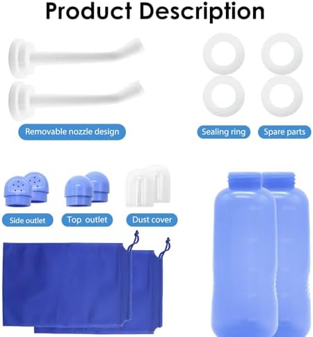 Peri Bottle Postpartum, RUFCRIL 2-Pack 500ml Bidet Bottle, Upside Down Peri Bottle, Boilable TPE, Travel Bag, for Perineal Care, Hemorrhoid Care, Feminine Cleansing & Baby (Blue) - Image 3