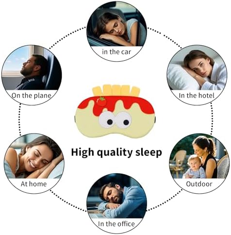 PERFECTSIGHT Sleep Eye Masks, Cute Sleep Eye Cover Lightweight Adjustable Eyeshade Mask Cover for Women Men Sleep Travel Nap, French Fries - Image 5