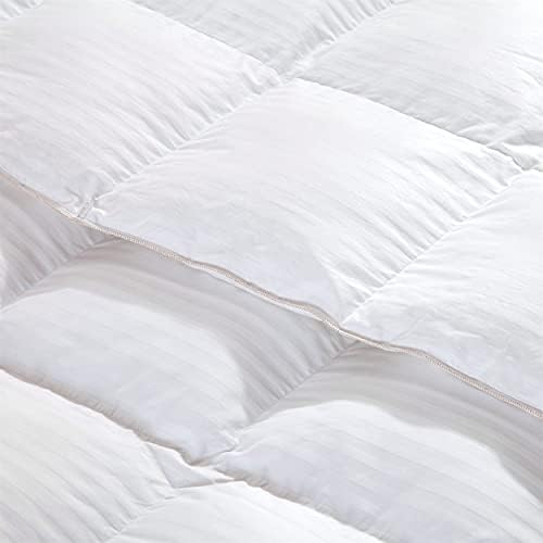 Luxurious All-Season Goose Down Feather Fiber Comforter Duvet Insert, Exquisite King White Stripe Design, Premium Baffle Box, 100% Cotton Down Proof Fabric, 65 oz. Fill Weight - Image 3