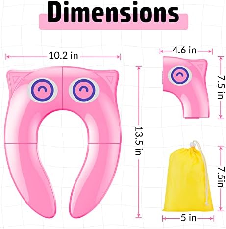 Maliton Foldable Travel Potty Training Seat for Toddlers, Pink Owl - Image 2