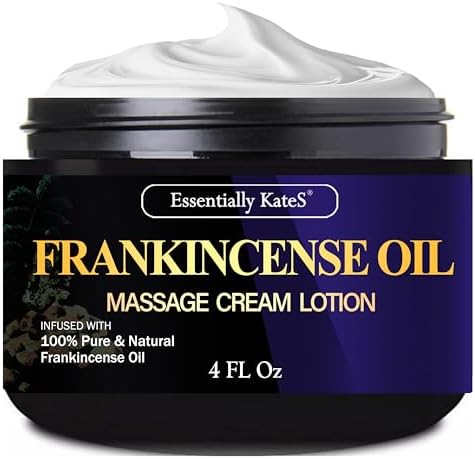 Essentially KateS Frankincense Massage Lotion 4 Fl Oz - Infused with Ceramid 1, 3 and 6II - Fight Stiffness in Knees, Elbows, Hips, Hands, Shoulders and Legs. by EssentiallyKateS