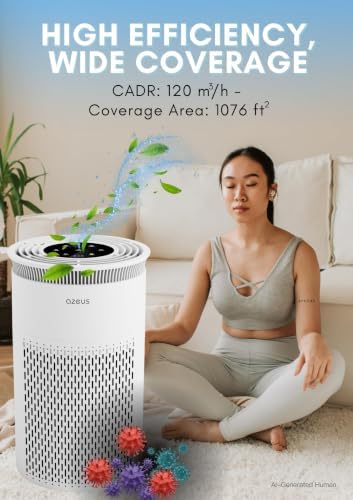 AZEUS Air Purifier for Home Pets Hair Dust in Bedroom Up Top 843 ft² H13 True HEPA Filter, 25db Filtration System Cleaner Odor Eliminators, Ozone Free, Remove 99.97% Dust Smoke VOCs - Image 5