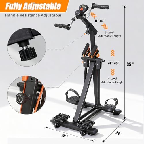 Arm and Leg Pedal Exerciser for Seniors - Seated Pedal Exerciser with Leg Swing Exercise, Arm Rope Pull Exercise&Foot Massage, Stroke Recovery Pedal Exercise Equipment for Elderly, with Digital Display - Image 3