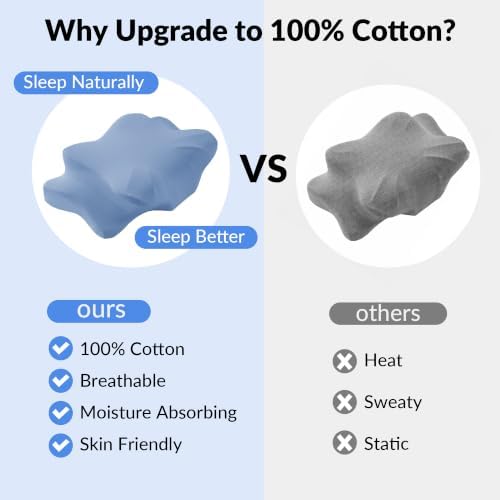 HOMBYS 2 Pack 100% Cotton Cervical Pillowcases, (Only Pillowcase) - Image 7