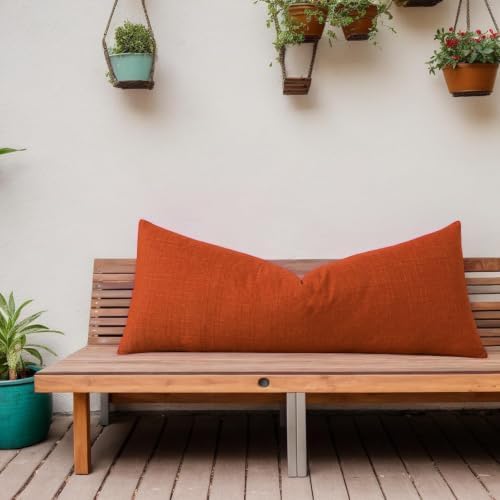 Kevin Textile Outdoor Waterproof 14”x36” Pillow Cover 1 Pack, Dark Orange - Image 4