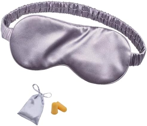 Silk Sleep Mask Eye Mask Blindfold with Double Layer Silk Filling and Elastic Strap for Full Night's Sleep, Travel and Nap, Soft Eye Cover Eyeshade with Luxury Bag and Ear Plugs by OLESILK (Charcoal) by OLESILK
