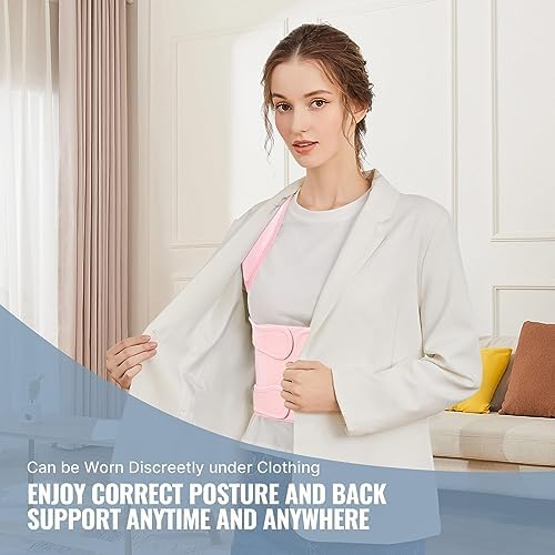 Posture Corrector for Women and Men, Adjustable Back Brace with Full Back Support, Shoulder Straightener for Spine Alignment, Kyphosis, Hunchback, Scoliosis, Lumbar, Spine, Pink (Small) - Image 5