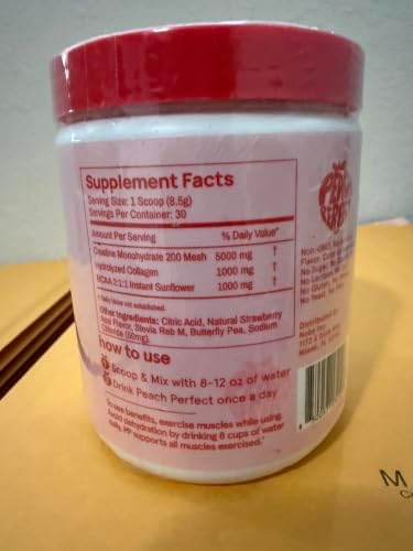 Peach Perfect Creatine for Women – Micronized Creatine Monohydrate Powder with BCAA & Collagen for Glute Strength Support, Boost Energy, Focus, Strength, and Endurance – Strawberry Acai, 30 Servings - Image 4