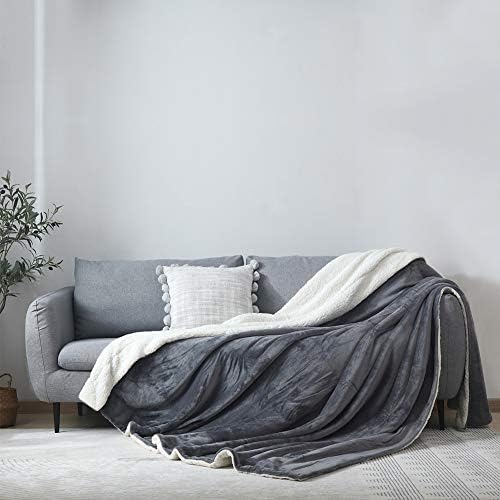 NANPIPER Flannel Blanket Reversible Sherpa Throw Blanket Super Soft Fuzzy Plush Microfiber (90"x90" Gray) Queen - Image 2