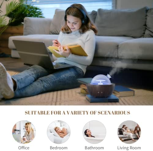 Glass Essential Oil Diffusers ，280ml Aromatherapy Diffuser for Essential Oils Large Room， BPA-Free Cool Mist Humidifier with 7 Colors Lights Auto Off for for Office, Home, Yoga, Spa - Image 6
