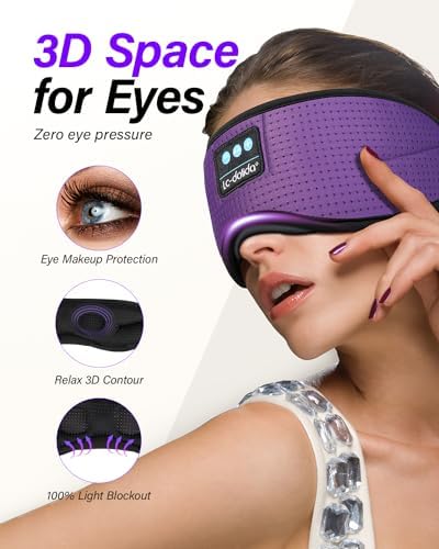 LC-dolida Sleep Headphones, White Noise Bluetooth Sleep Mask 3D Breathable Wireless Eye Mask for Timing, Sleep Mask with Bluetooth Headphones for Side Sleepers Travel Yoga, Cool Gadgets for Women Men - Image 2