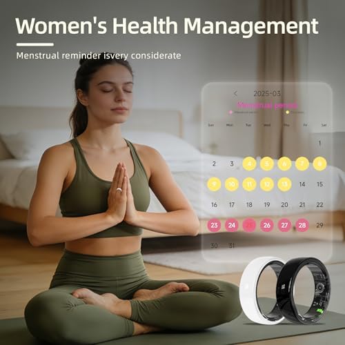 Smart Ring, Ceramics Fitness Tracker & Health Monitoring Ring with Heart Rate Sleep Tracking, Multi-Sport Activity Tracker, 5ATM Waterproof, iOS Android Compatible(White, 9) - Image 4