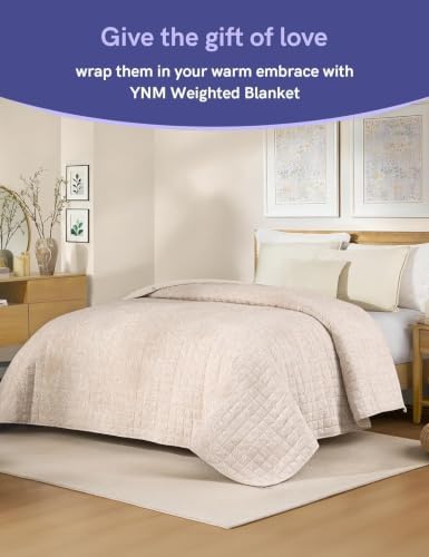 YnM 12lbs Weighted Blanket for Adults, Linen Heavy Bed Throw Blanket with Cooling Glass Beads for All Season Use, Ideal for ~110lbs (48x72 Inches, Twin/Full, Palm Tree) - Image 4
