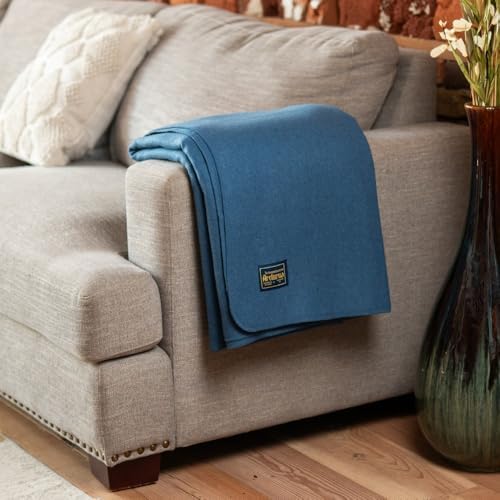 Arcturus Bighorn 100% Virgin Wool Blanket | Heirloom-Quality Wool Bedding for Home & Cabin | Warm, Thick & Durable (Queen Size, Steel Blue) - Image 7