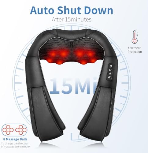 iKristin Neck Massager with Heat, Shiatsu Massager Deep Tissue 3D Kneading - Image 3
