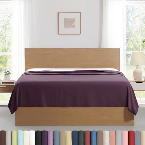 Twin XL Flat Sheets Only 2 Pack Microfiber Oversized Hotel Quality Purple by SouthshoreFineLivingInc