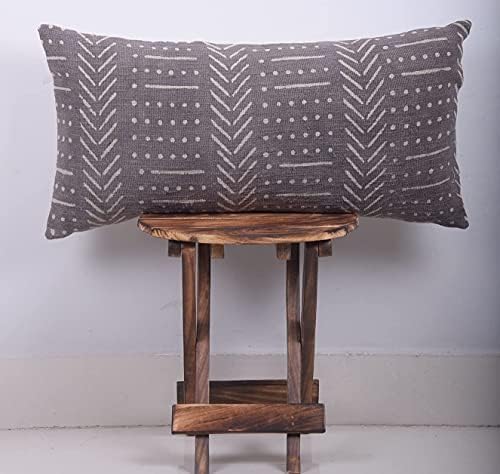 Trade Star Lumbar Pillow Shams Mudcloth Body Pillow Cases 100% Cotton Pillow Cover Boho Authentic Handloomed Tribal Farmhouse Home Décor (Grey Snow 12X24 INCHES) - Image 3